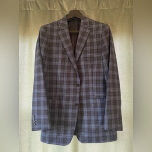 Stafford Navy Checkered Blazer